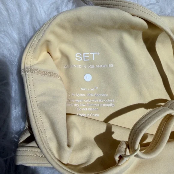 SET Active Butter Yellow Matching Set Airluxe Base Bra Shorts M / L SOLD OUT new - Picture 8 of 16